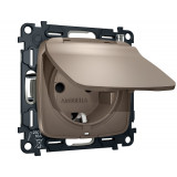 Электрическая розетка с/з с шторками и крышкой IP44 Ambrella Volt OMEGA, Темная бронза матовый
