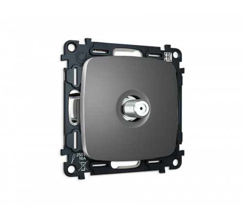 TV розетка SAT 5-2400MHz 3.5dB Ambrella Volt OMEGA, Антрацит серый