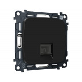Телефонная розетка RJ-11(4P4C) с шторкой Ambrella Volt OMEGA, Черный матовый