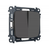 2-клавишный перекрестный выключатель 10A-250V Ambrella Volt OMEGA, Графит Мягкое касание
