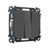 3-кл выключатель 10A-250V Ambrella Volt OMEGA, Графит Мягкое касание