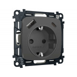 Электрическая розетка 2USB A+C 20W (быстрая зарядка) с/з Ambrella Volt OMEGA, Графит Мягкое касание