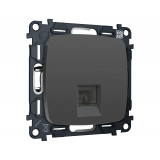 Телефонная розетка RJ-11(4P4C) с шторкой Ambrella Volt OMEGA, Графит Мягкое касание