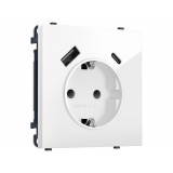 Электрическая розетка 2USB A+C 20W (быст. зар.) с/з с/ш 16A-250V Ambrella Volt SIGMA, Белый глянец