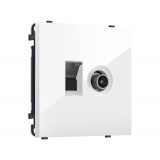 Розетка компьютерная + TV оконечной RJ-45 (8P8C) CAT6/50-870MHz 1dB с/ш Ambrella Volt SIGMA, Белый глянец