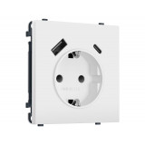 Электрическая розетка 2USB A+C 20W (быст. зар.) с/з с/ш 16A-250V Ambrella Volt SIGMA, Белый матовый