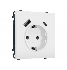 Электрическая розетка 2USB A+C 20W (быст. зар.) с/з с/ш 16A-250V Ambrella Volt SIGMA, Белый матовый