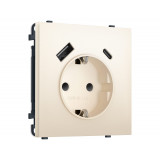Электрическая розетка 2USB A+C 20W (быст. зар.) с/з с/ш 16A-250V Ambrella Volt SIGMA, Жемчужно-кремовый