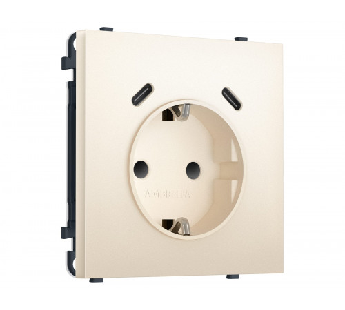 Электрическая розетка 2USB С+C 20W (быст. зар.) с/з с/ш 16A-250V Ambrella Volt SIGMA, Жемчужно-кремовый