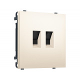 Компьютерная двойная розетка RJ-45 (8P8C) CAT6 с/ш Ambrella Volt SIGMA, Жемчужно-кремовый