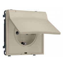 Электрическая розетка 50Hz 2P+E с/з с/ш и крышкой IP44 16A-250V Ambrella Volt SIGMA, Кашемир