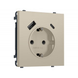 Электрическая розетка 2USB A+C 20W (быст. зар.) с/з с/ш 16A-250V Ambrella Volt SIGMA, Кашемир
