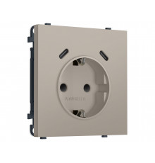 Электрическая розетка 2USB С+C 20W (быст. зар.) с/з с/ш 16A-250V Ambrella Volt SIGMA, Серо-бежевый матовый