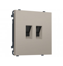 Компьютерная двойная розетка RJ-45 (8P8C) CAT6 с/ш Ambrella Volt SIGMA, Серо-бежевый матовый