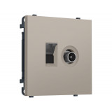 Розетка компьютерная + TV оконечной RJ-45 CAT6/50-870MHz 1dB с/ш Ambrella Volt SIGMA, Серо-бежевый матовый