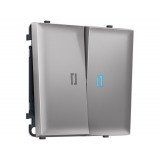 2-кл выключатель с подсветкой 10000K 10A-250V Ambrella Volt SIGMA, Сталь матовый