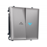 2-кл выключатель с самовозвратом с подсветкой 10000K Ambrella Volt SIGMA, Сталь матовый