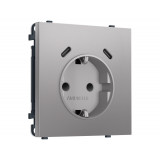 Электрическая розетка 2USB С+C 20W (быст. зар.) с/з с/ш 16A-250V Ambrella Volt SIGMA, Сталь матовый