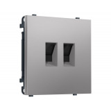 Компьютерная двойная розетка RJ-45 (8P8C) CAT6 с/ш Ambrella Volt SIGMA, Сталь матовый
