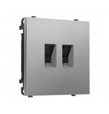 Компьютерная двойная розетка RJ-45 (8P8C) CAT6 с/ш Ambrella Volt SIGMA, Сталь матовый
