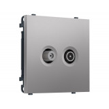 Розетка TV оконечной + SAT 5-862MHz 3.5dB/950-2150MHz 3.8dB Ambrella Volt SIGMA, Сталь матовый
