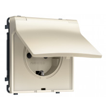 Электрическая розетка 50Hz 2P+E с/з с/ш и крышкой IP44 16A-250V Ambrella Volt SIGMA, Шёлк