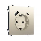 Электрическая розетка 2USB A+C 20W (быст. зар.) с/з с/ш 16A-250V Ambrella Volt SIGMA, Шёлк