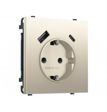 Электрическая розетка 2USB A+C 20W (быст. зар.) с/з с/ш 16A-250V Ambrella Volt SIGMA, Шёлк