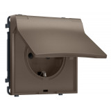 Электрическая розетка 50Hz 2P+E с/з с/ш и крышкой IP44 16A-250V Ambrella Volt SIGMA, Темная бронза матовый