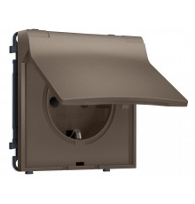 Электрическая розетка 50Hz 2P+E с/з с/ш и крышкой IP44 16A-250V Ambrella Volt SIGMA, Темная бронза матовый
