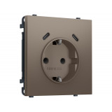 Электрическая розетка 2USB С+C 20W (быст. зар.) с/з с/ш 16A-250V Ambrella Volt SIGMA, Темная бронза матовый