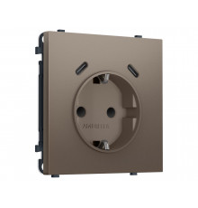 Электрическая розетка 2USB С+C 20W (быст. зар.) с/з с/ш 16A-250V Ambrella Volt SIGMA, Темная бронза матовый