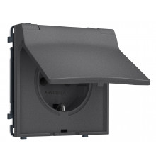 Электрическая розетка 50Hz 2P+E с/з с/ш и крышкой IP44 16A-250V Ambrella Volt SIGMA, Антрацит серый