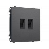 Компьютерная двойная розетка RJ-45 (8P8C) CAT6 с/ш Ambrella Volt SIGMA, Антрацит серый