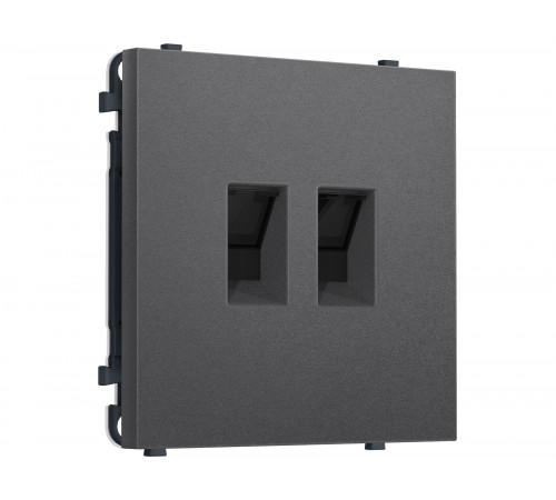 Компьютерная двойная розетка RJ-45 (8P8C) CAT6 с/ш Ambrella Volt SIGMA, Антрацит серый