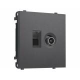 Розетка компьютерная + TV оконечной RJ-45 (8P8C) CAT6/50-870MHz 1dB с/ш Ambrella Volt SIGMA, Антрацит серый