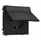 Электрическая розетка 50Hz 2P+E с/з с/ш и крышкой IP44 16A-250V Ambrella Volt SIGMA, Черный матовый