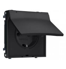 Электрическая розетка 50Hz 2P+E с/з с/ш и крышкой IP44 16A-250V Ambrella Volt SIGMA, Черный матовый