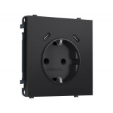 Электрическая розетка 2USB С+C 20W (быст. зар.) с/з с/ш 16A-250V Ambrella Volt SIGMA, Черный матовый