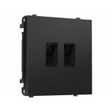 Компьютерная двойная розетка RJ-45 (8P8C) CAT6 с/ш Ambrella Volt SIGMA, Черный матовый