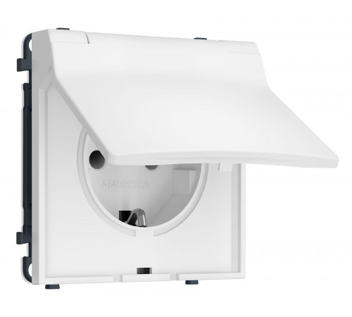 Электрическая розетка 50Hz 2P+E с/з с/ш и крышкой IP44 16A-250V Ambrella Volt SIGMA, Белый Мягкое касание