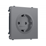 Электрическая розетка 50Hz 2P+E с/з 16A-250V Ambrella Volt SIGMA, Платиново-серый Мягкое касание