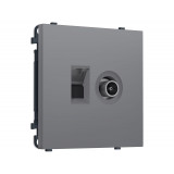 Розетка комп. + TV оконеч. RJ-45 CAT6/50-870MHz 1dB с/ш Ambrella Volt SIGMA, Платиново-серый Мягкое касание