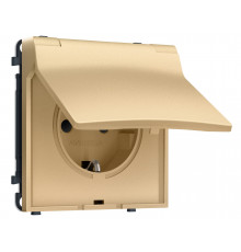 Электрическая розетка 50Hz 2P+E с/з с/ш и крышкой IP44 16A-250V Ambrella Volt SIGMA, Золото Мягкое касание