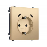 Электрическая розетка 2USB С+C 20W (быст. зар.) с/з с/ш 16A-250V Ambrella Volt SIGMA, Золото Мягкое касание