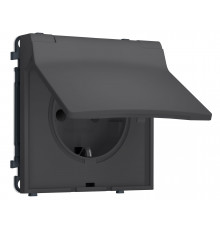 Электрическая розетка 50Hz 2P+E с/з с/ш и крышкой IP44 16A-250V Ambrella Volt SIGMA, Графит Мягкое касание