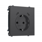 Электрическая розетка 2USB С+C 20W (быст. зар.) с/з с/ш 16A-250V Ambrella Volt SIGMA, Графит Мягкое касание