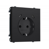 Электрическая розетка 2USB С+C 20W (быст. зар.) с/з с/ш 16A-250V Ambrella Volt SIGMA, Черный Мягкое касание