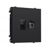 Розетка компьютерная + TV оконечной RJ-45 CAT6/50-870MHz 1dB с/ш Ambrella Volt SIGMA, Черный Мягкое касание