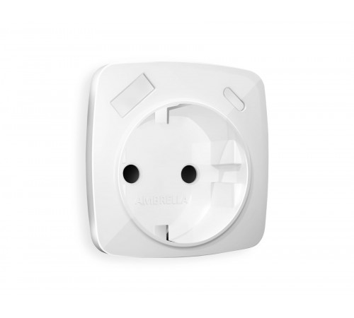 Лицевая панель для электрической розетки с/з со шторками 2USB A+C Ambrella Volt OMEGA, Белый глянец